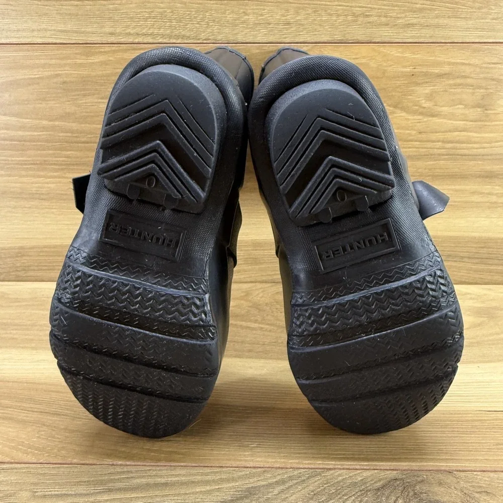Hunter‎ Original Kids Biker Rain Boots Girls 12 UK 10 Black Rubber Tall Buckle